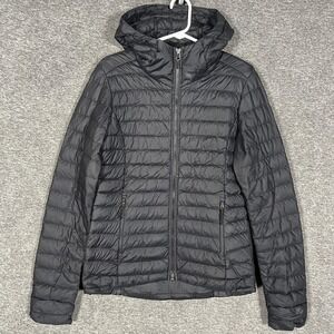 The North Face Stretch Down Hoodie Puffer Jacket Womens Small Black 700 Fill